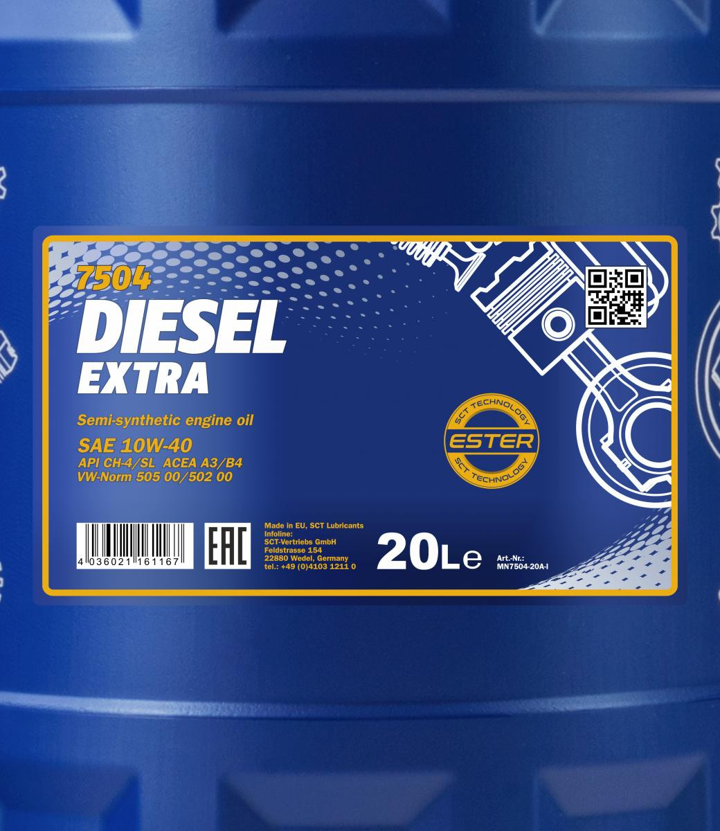 Mannol 7504 Diesel Extra 10W-40 teilsynthetisches Motoröl 20l Kanister
