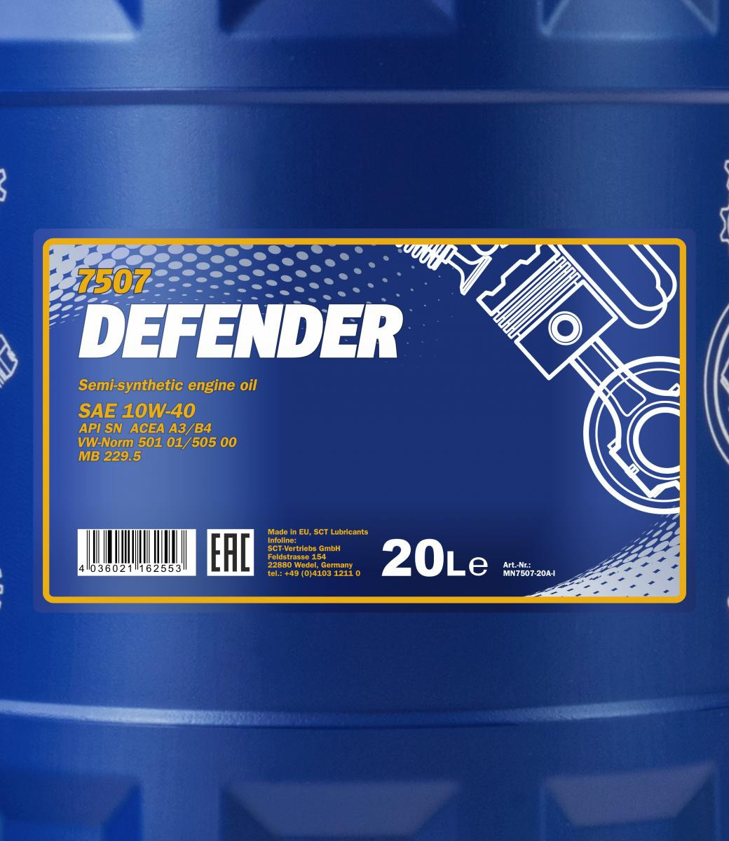 Mannol 7507 Defender 10W-40 teilsynthetisches Motoröl 20l Kanister
