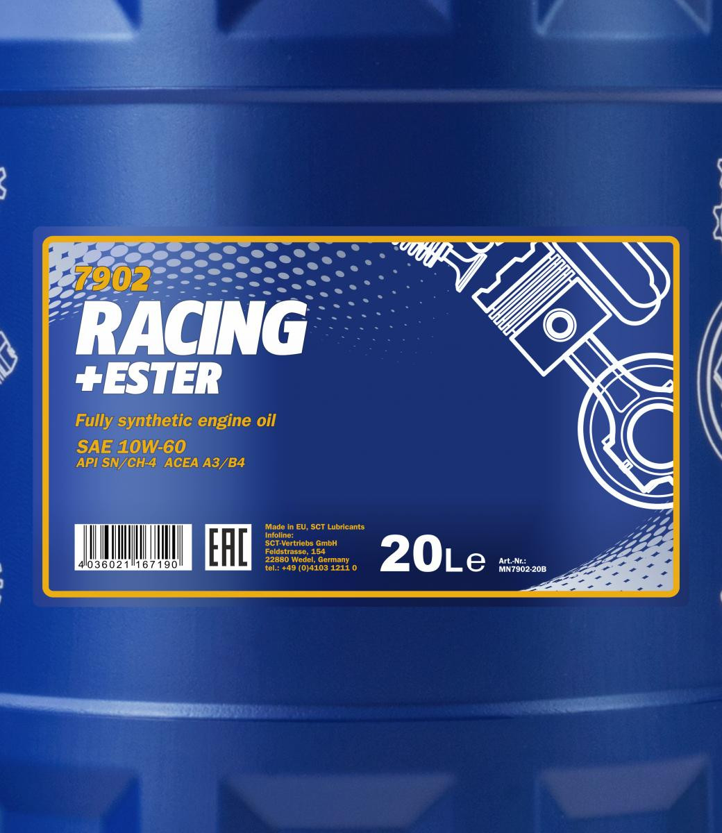 Mannol 7902 Racing + Ester 10W-60 synthetisches Motoröl 20l Kanister