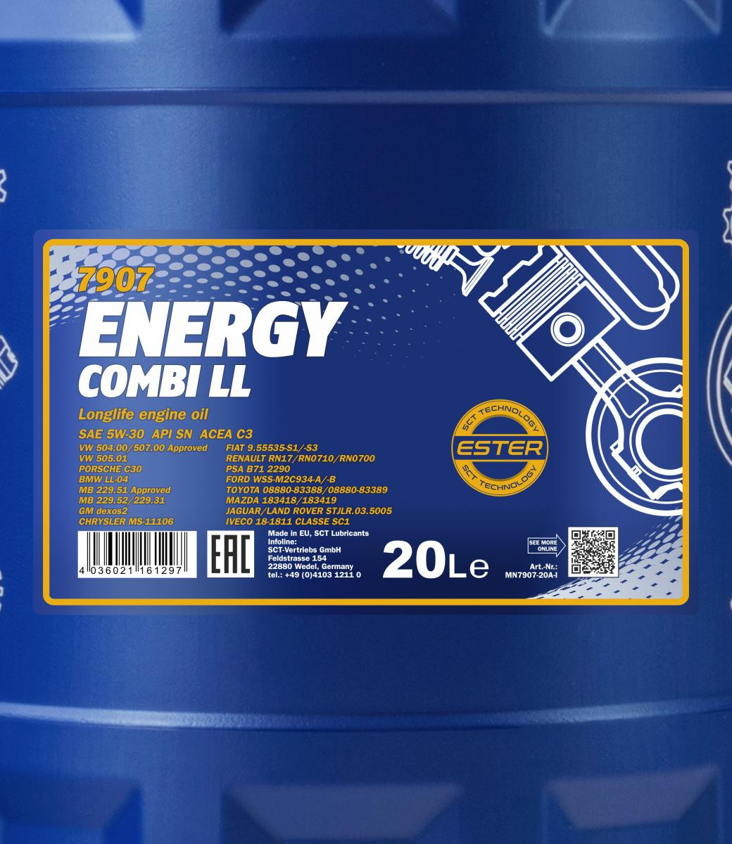 Mannol 7907 Energy Combi LL 5W-30 synthetisches Motoröl 20l Kanister