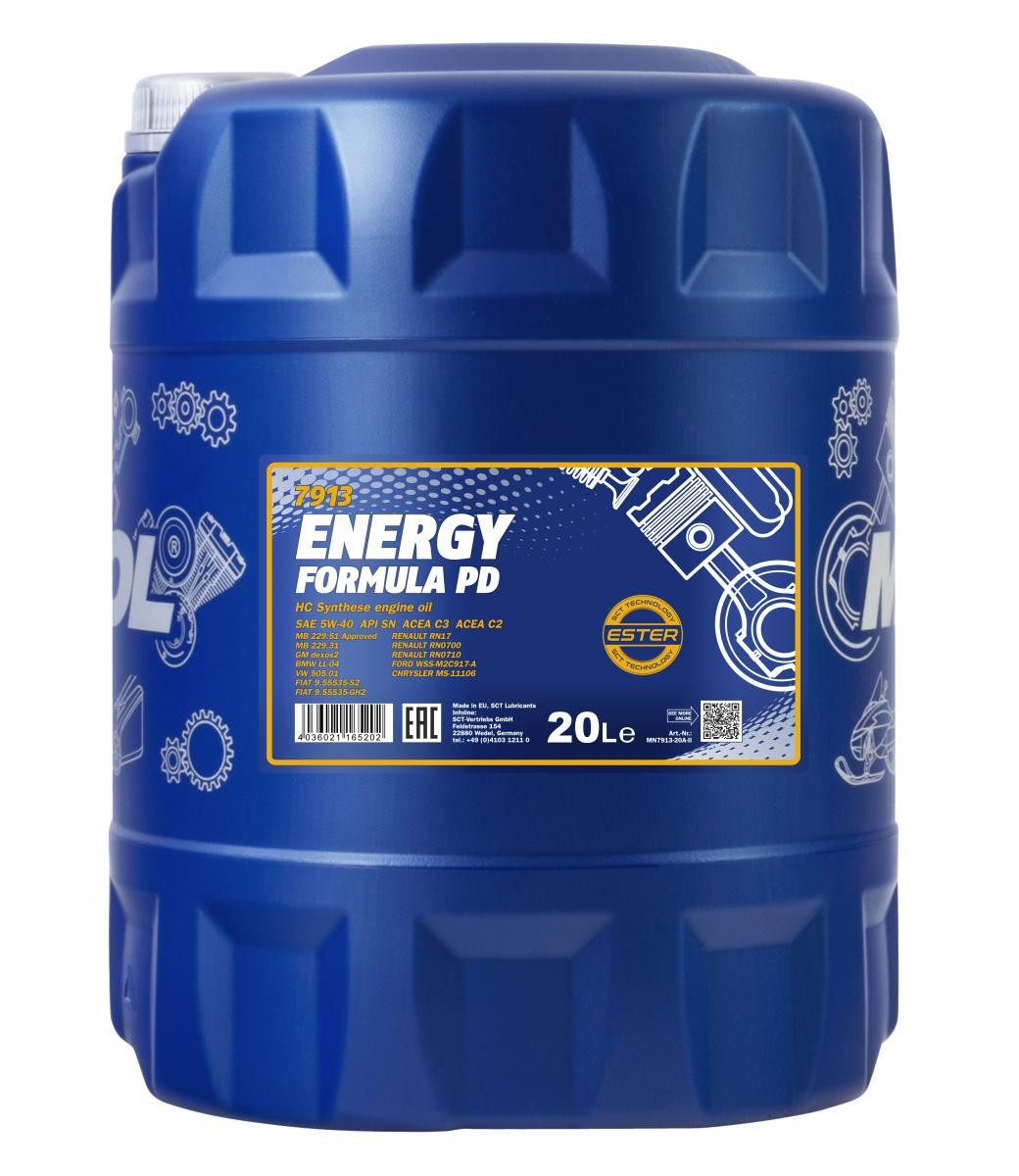 Mannol 7913 Energy Formula PD 5W-40 synthetisches Motoröl 20l Kanister