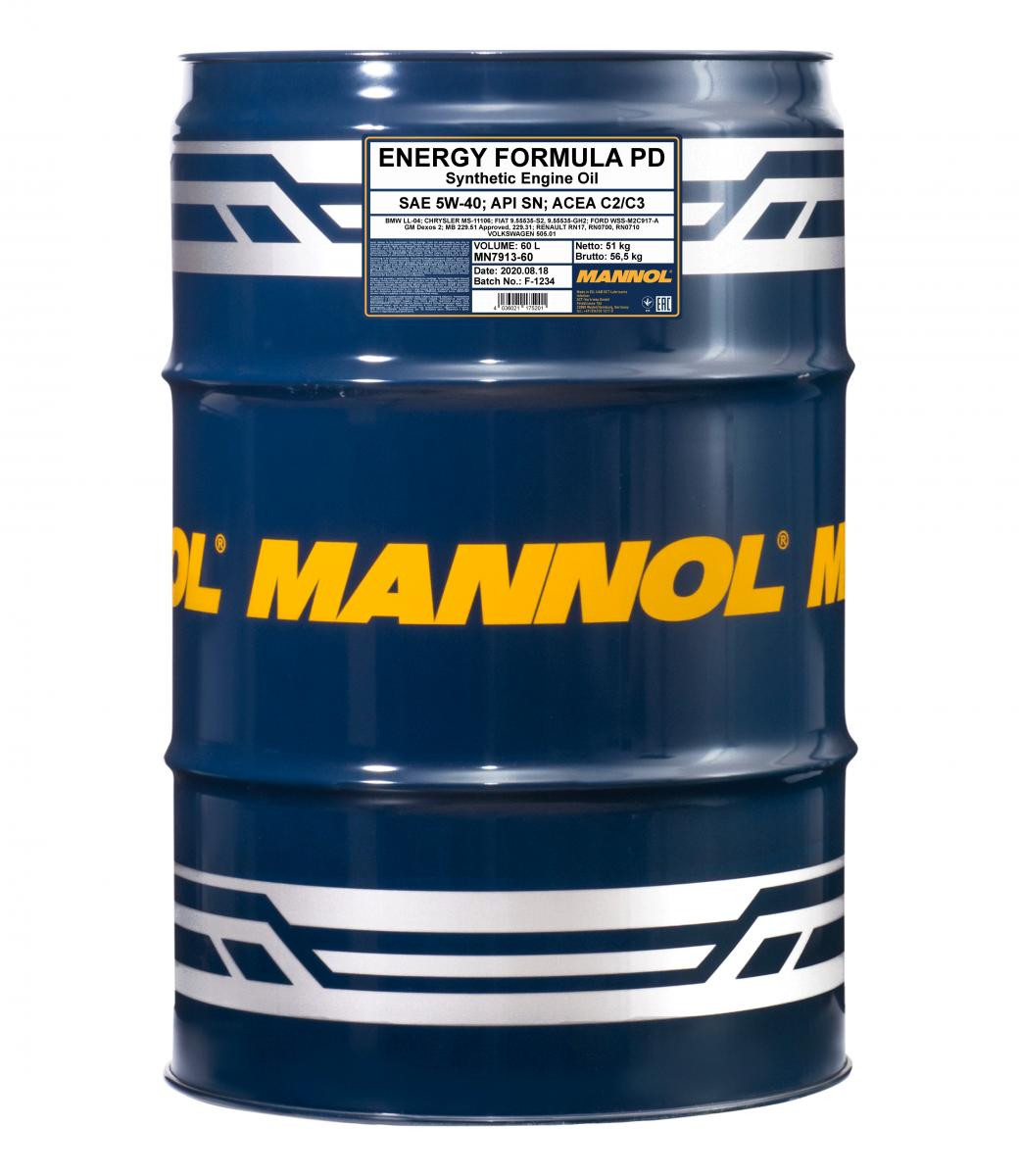 Mannol 7913 Energy Formula PD 5W-40 synthetisches Motoröl 60l Fass
