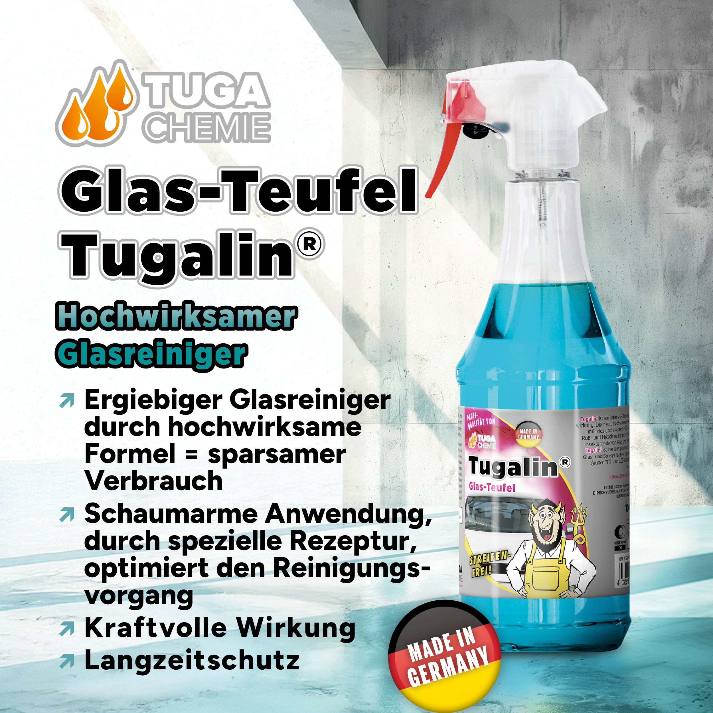 Tuga Chemie - Tugalin Nano (Glasreiniger mit Langzeitwirkung) 1L Spraydose
