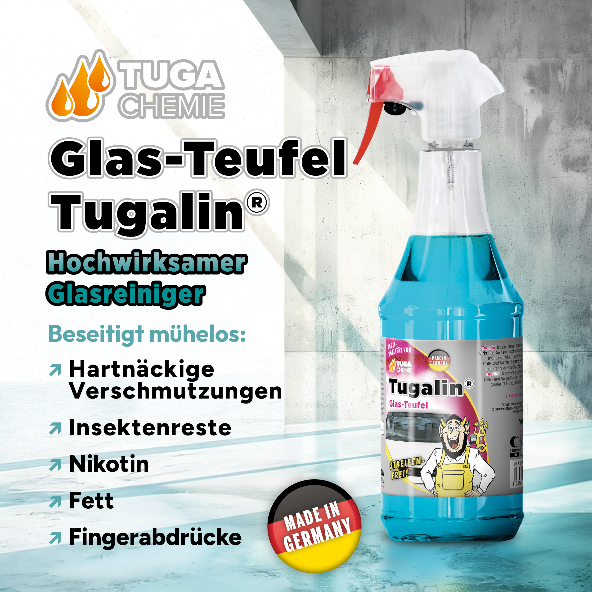 Tuga Chemie - Tugalin Nano (Glasreiniger mit Langzeitwirkung) 1L Spraydose