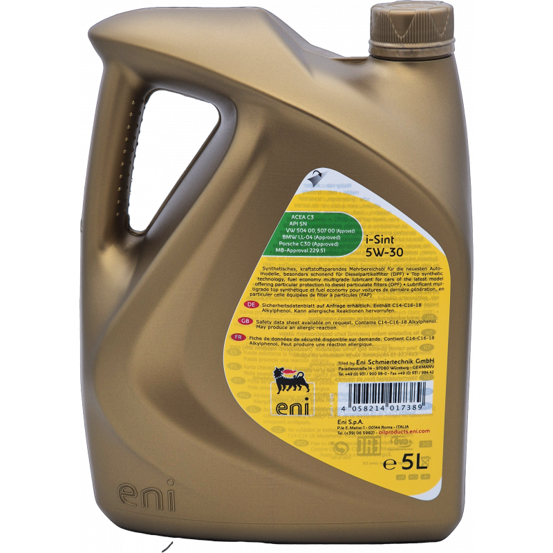 5 Liter Agip ENI I-Sint Motoröl SAE 5W30 Longlife 3 VW 507.00 504.00 MB