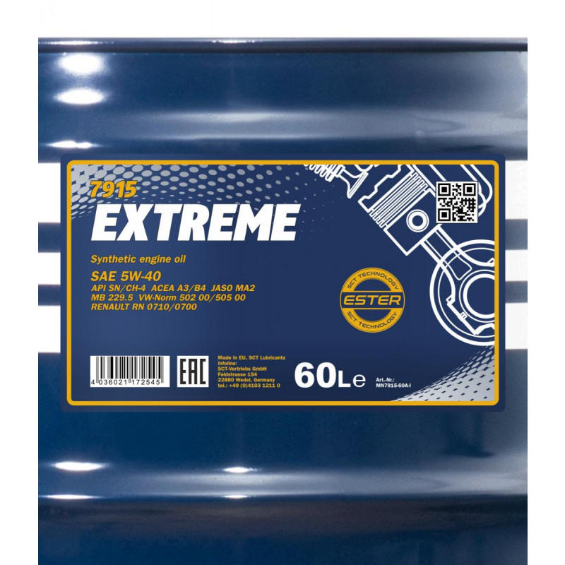 MANNOL Extreme 5W-40 Motoröl 60l Fass - SAE 5W-40 - PKW Motoröle ...