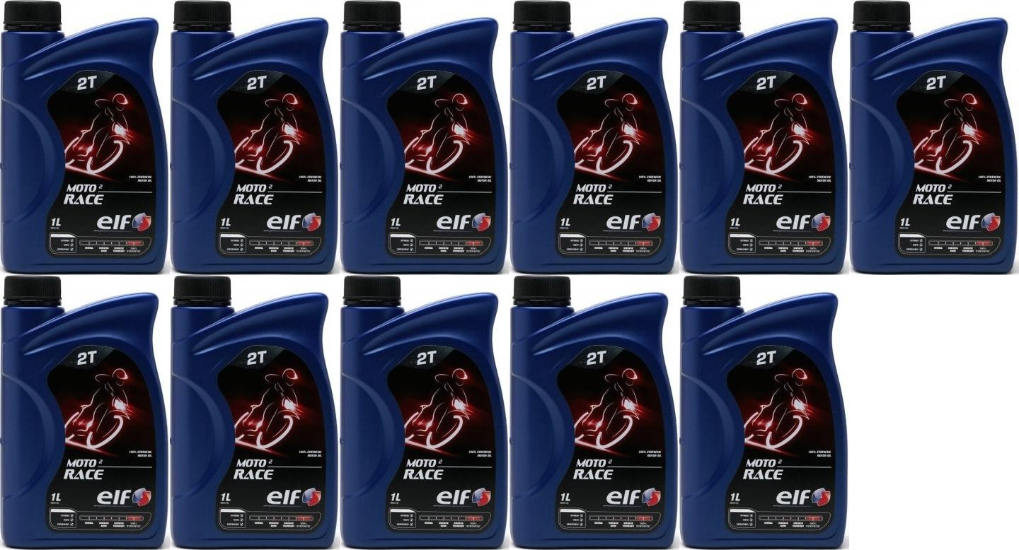 Elf Moto 2 Race 2-T vollsynthetisches 100% Ester Motorrad Motoröl 11x1l ...