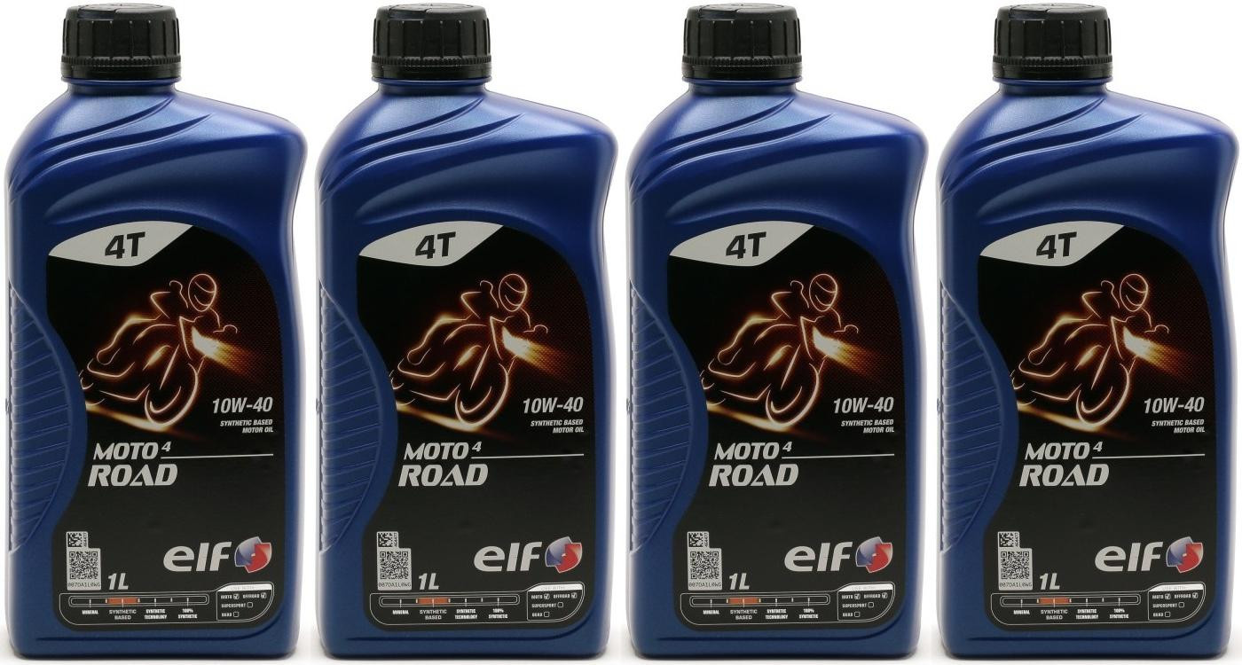 Elf Moto 4 Road SAE 10W-40 4T Motorrad Motoröl 4x 1l = 4 Liter - 4T SAE ...