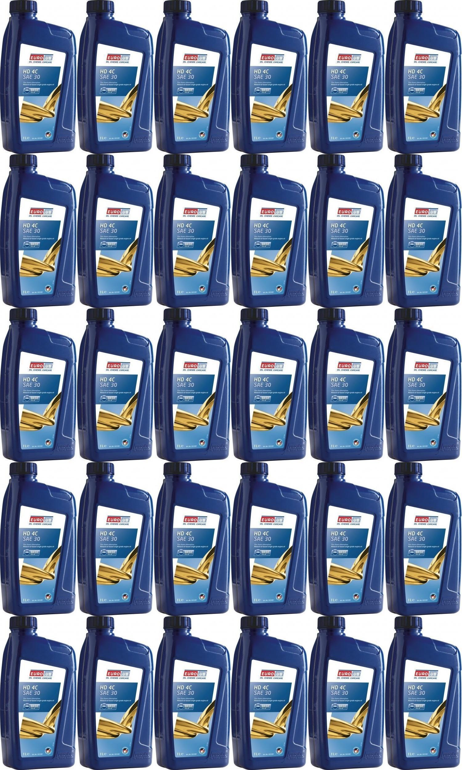 EUROLUB HD 4C SAE 30 Rasenmäheröl 30x 1l = 30 Liter SAE 30 Einbereichs Motoröle Öle