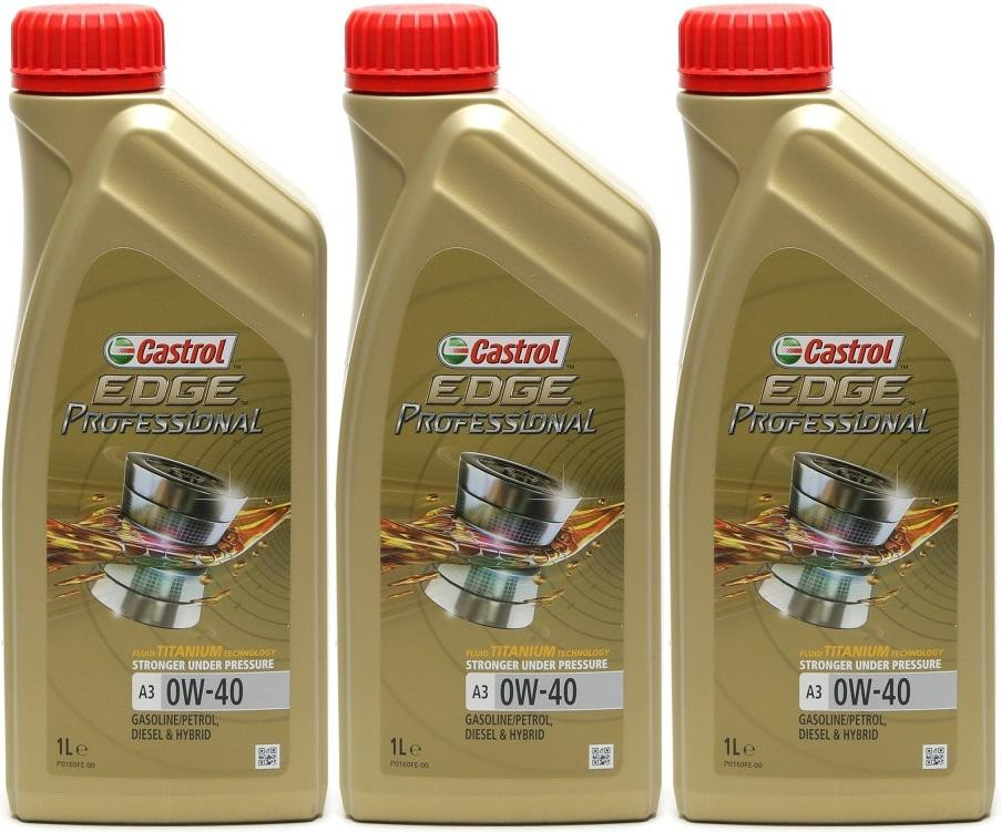 Castrol Edge Professional Fluid Titanium A3 0W-40 Motoröl 3x 1l = 3 ...