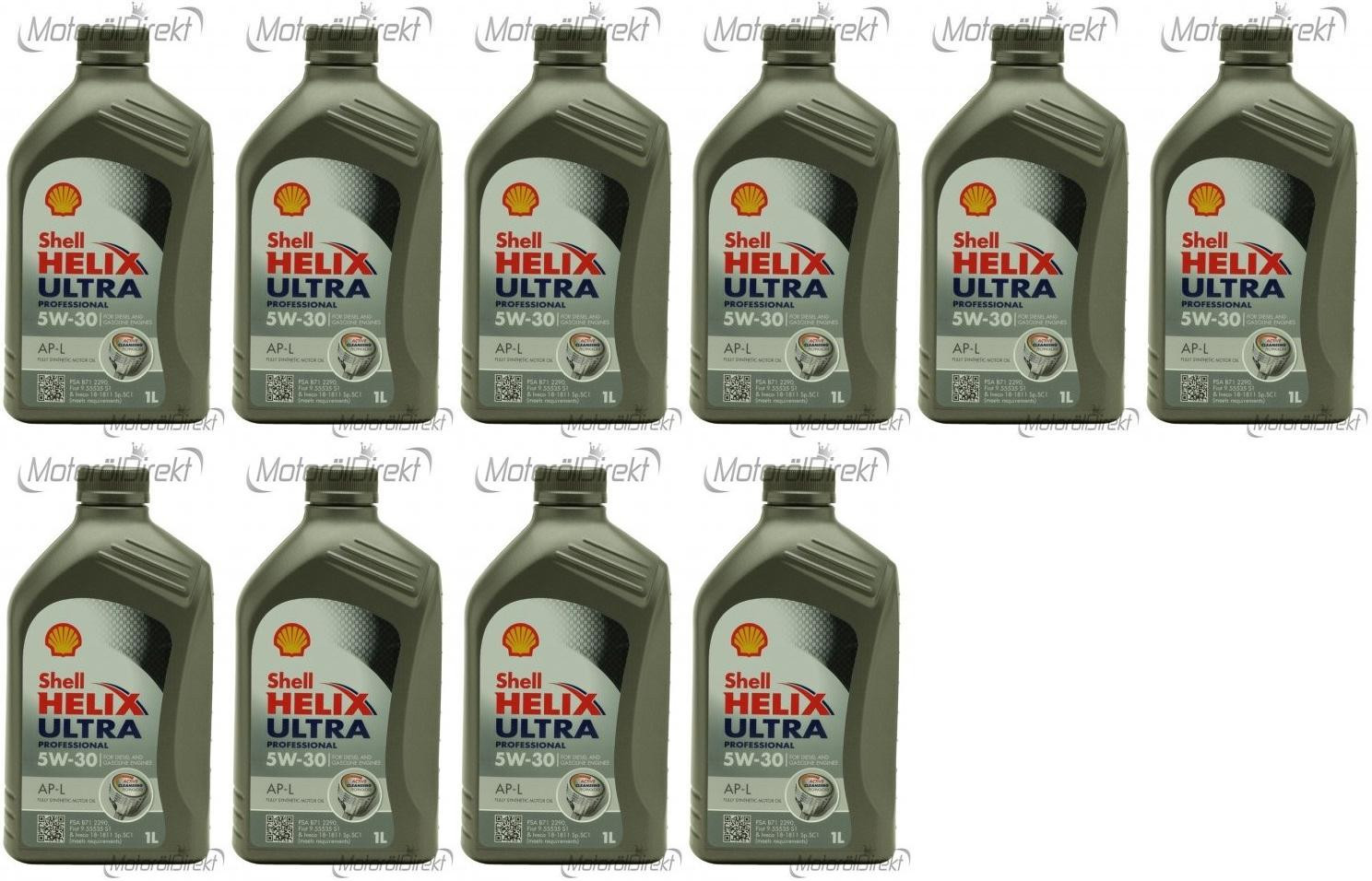 Shell Helix Ultra Professional AP-L 5W-30 Motoröl 10x 1l = 10 Liter ...