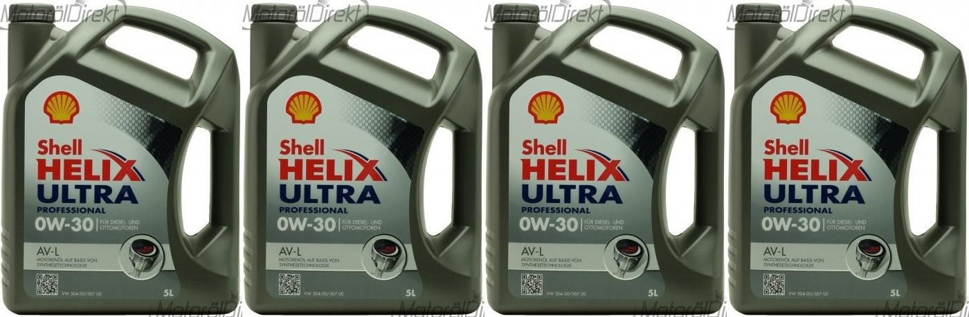 Shell Helix Ultra Professional AV-L 0W-30 Motoröl 4x 5 = 20 Liter - SAE ...