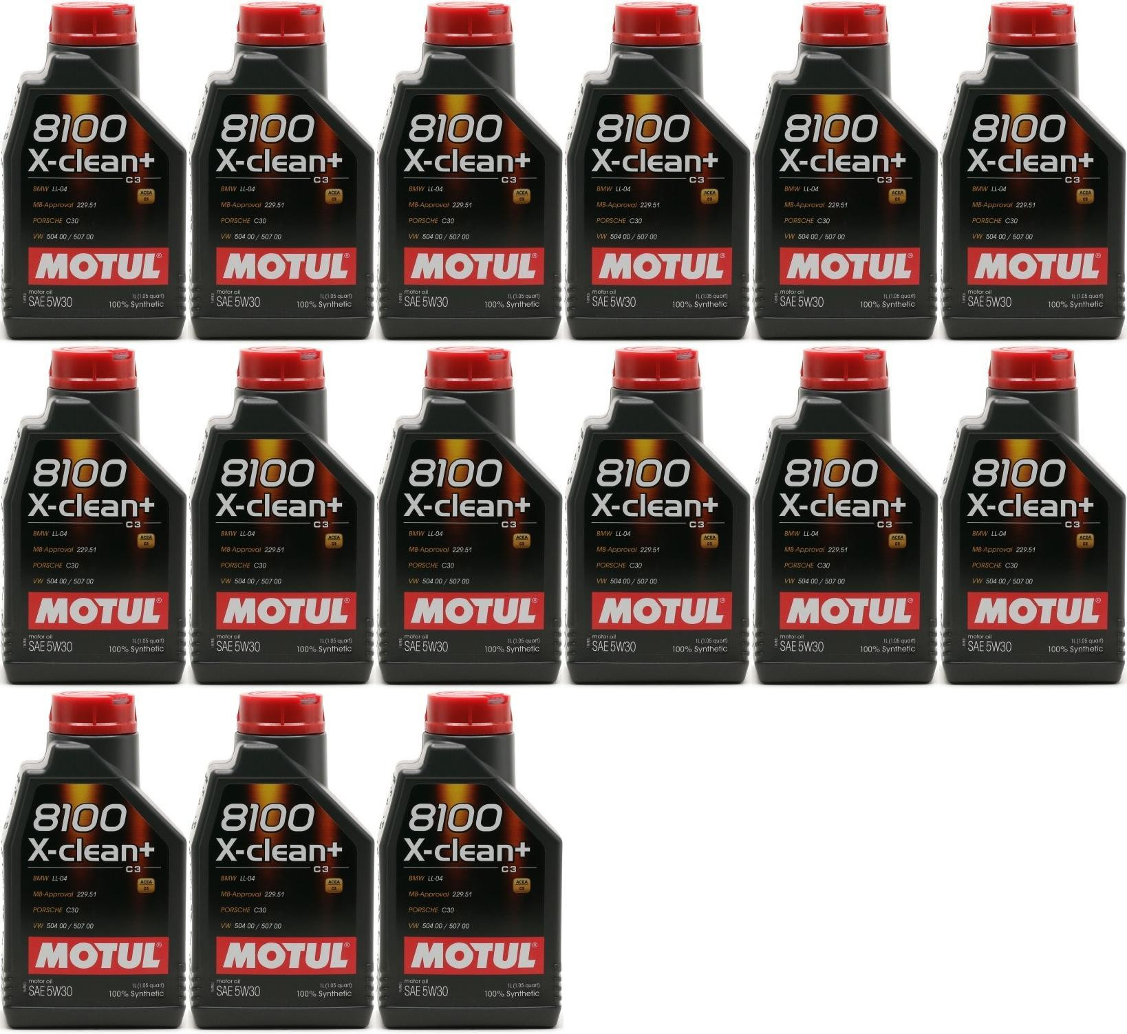 Motul 8100 X-clean + 5W-30 Motoröl 15x 1l = 15 Liter - SAE 5W-30 - PKW ...