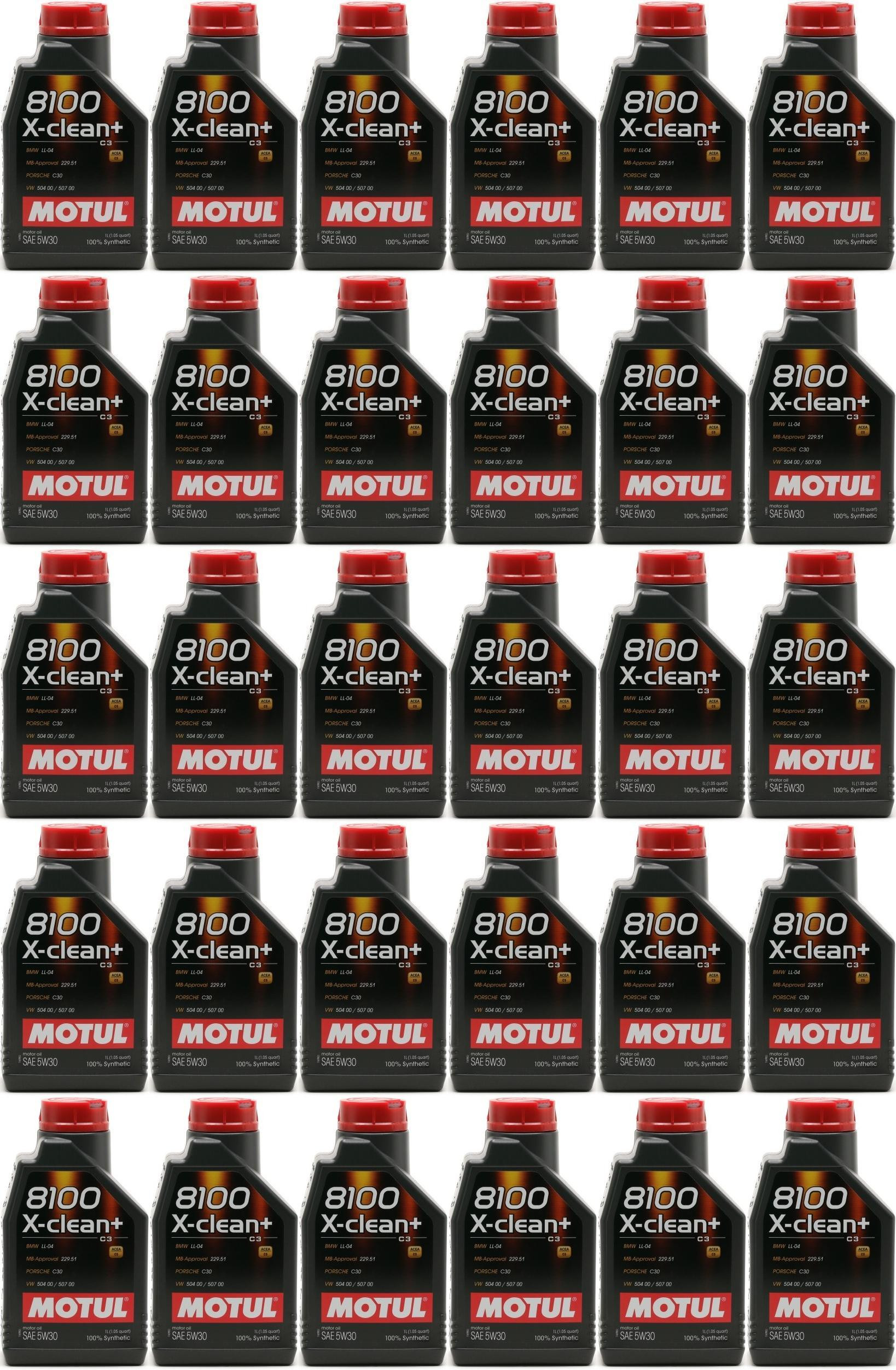 Motul 8100 X-clean + 5W-30 Motoröl 30x 1l = 30 Liter - SAE 5W-30 - PKW ...