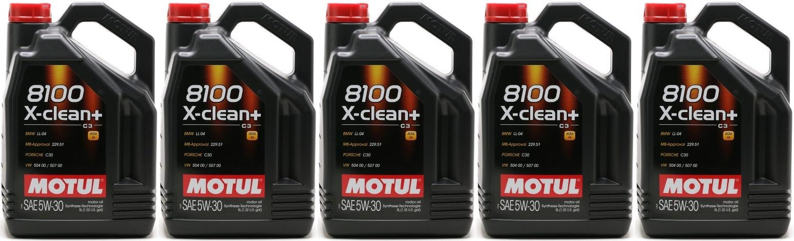 Motul 8100 X-clean + 5W-30 Motoröl 5x 5 = 25 Liter - SAE 5W-30 - PKW ...