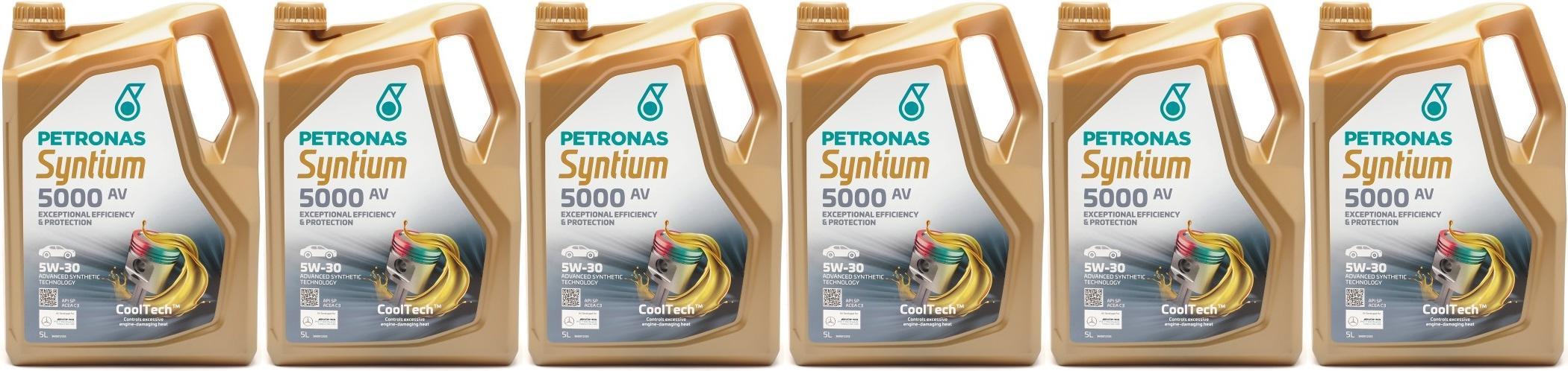 Petronas Syntium 5000 AV 5W-30 Motoröl 6x 5 = 30 Liter - SAE 5W-30 ...