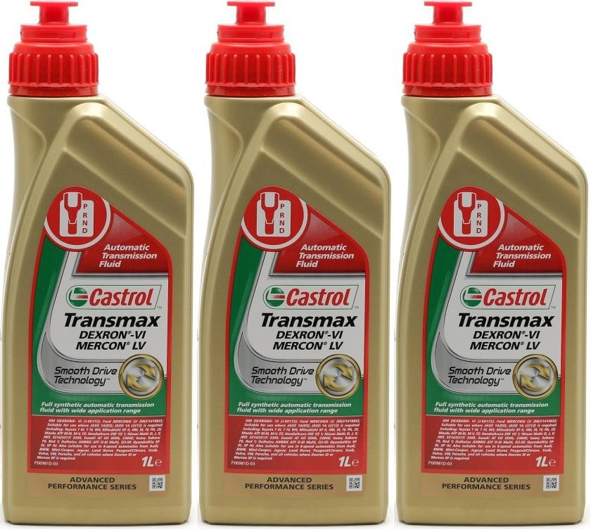 Castrol Transmax Dexron-VI Mercon LV Automatik Getriebeöl 3x 1l = 3 ...
