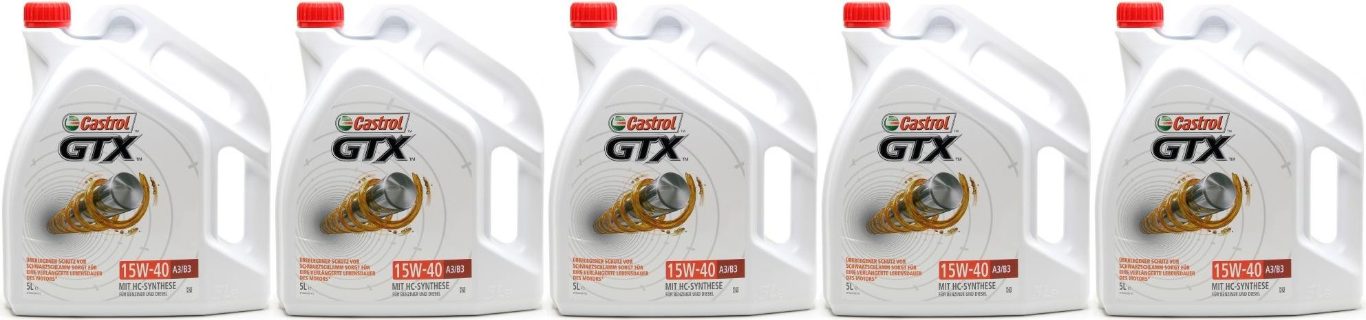 Motoröl 15 Liter A3/B3 Castrol GTX 15W-40 Motoröl 15 Liter - A3/B3 Für Benzin & Diesel Benzin Diesel Öl