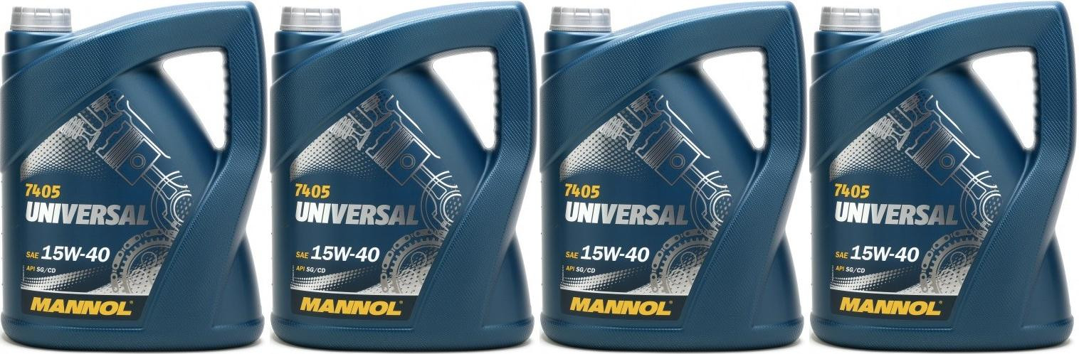 Mannol Universal 15W-40 Motoröl 4x 5 = 20 Liter - SAE 15W-40 - PKW ...