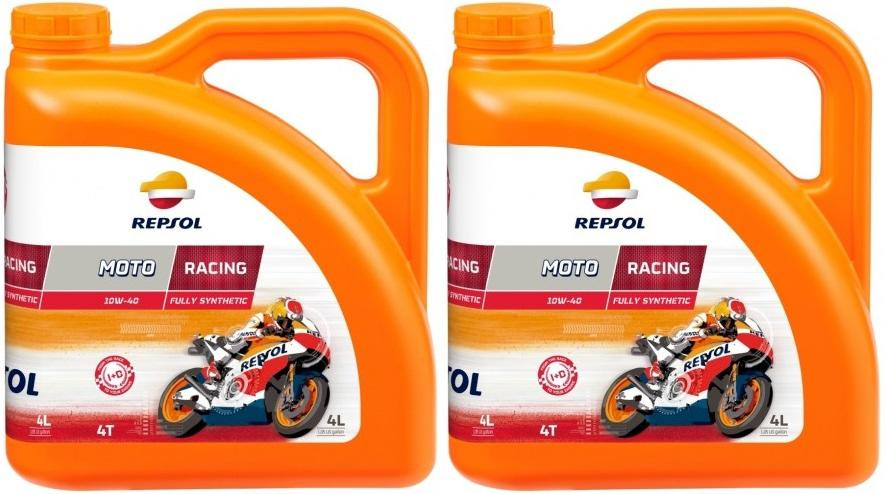 Repsol Motorrad Motoröl MOTO RACING 4T 10W40 2x 4l = 8 Liter - 4T SAE ...