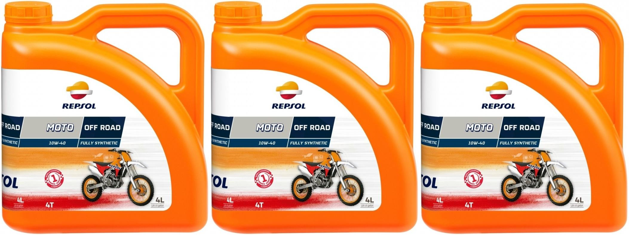 Repsol Motorrad Motoröl MOTO OFF ROAD 4T 10W40 3x 4l = 12 Liter - 4T ...