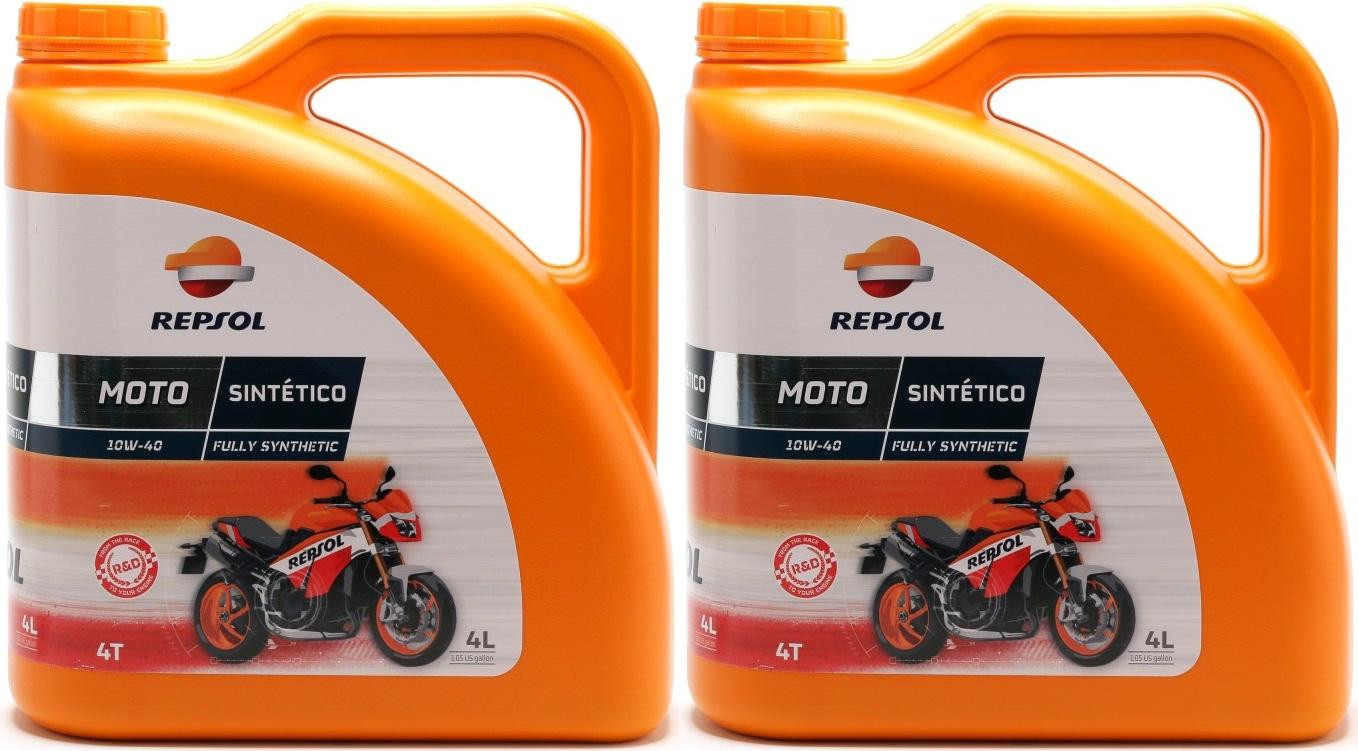 Repsol Motorrad Motoröl MOTO SINTETICO 4T 10W40 2x 4l = 8 Liter - 4T ...