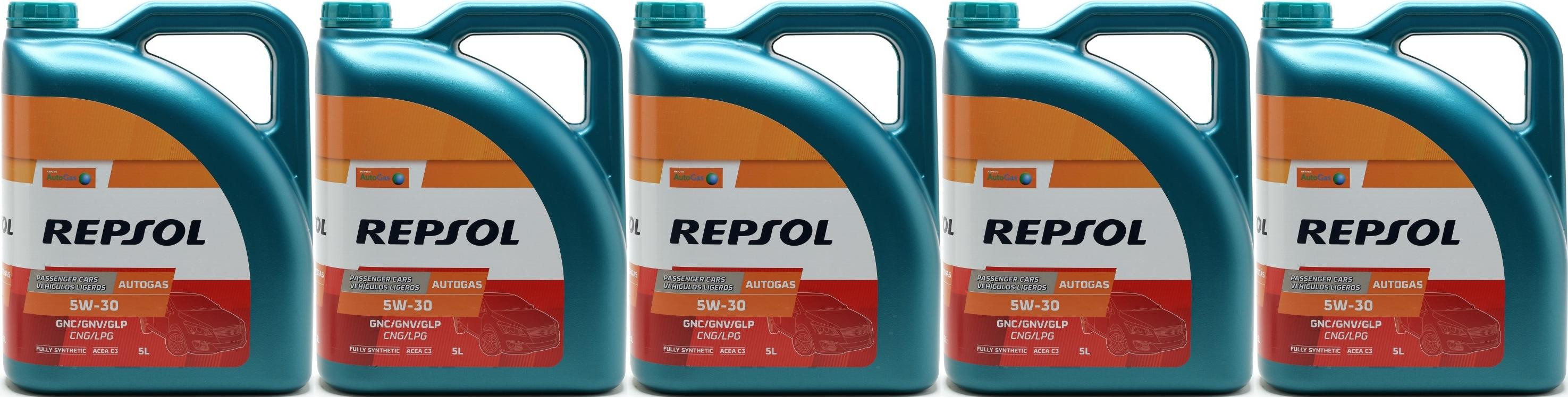 Repsol Autogas Motorenöl – 5W30, ACEA C3, Für Gas-/Methan-/BiFuel-Motoren, 5 Liter