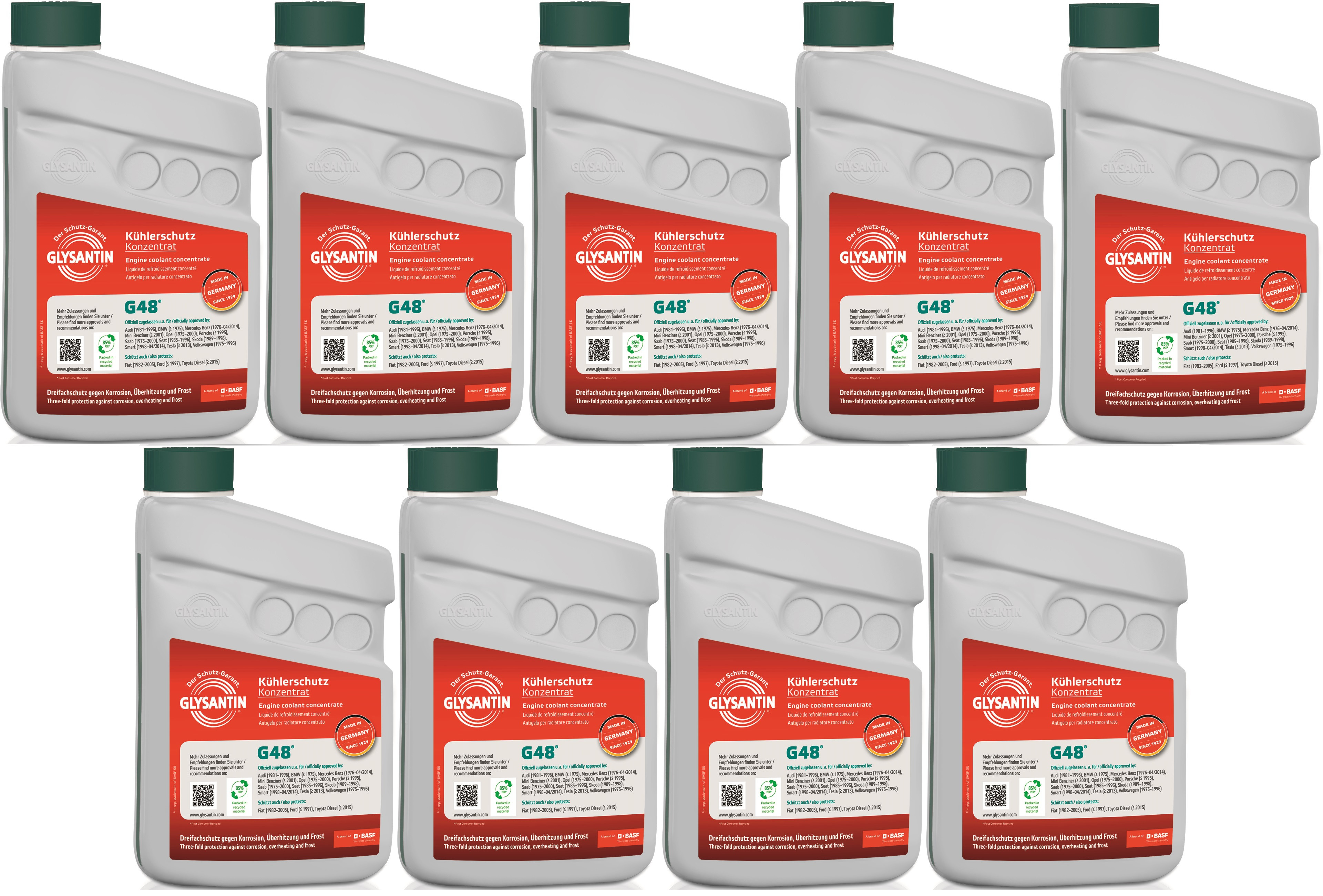 BASF Glysantin G48 Kühlerschutz Konzentrat 1 Liter 9x 1l = 9 Liter ...