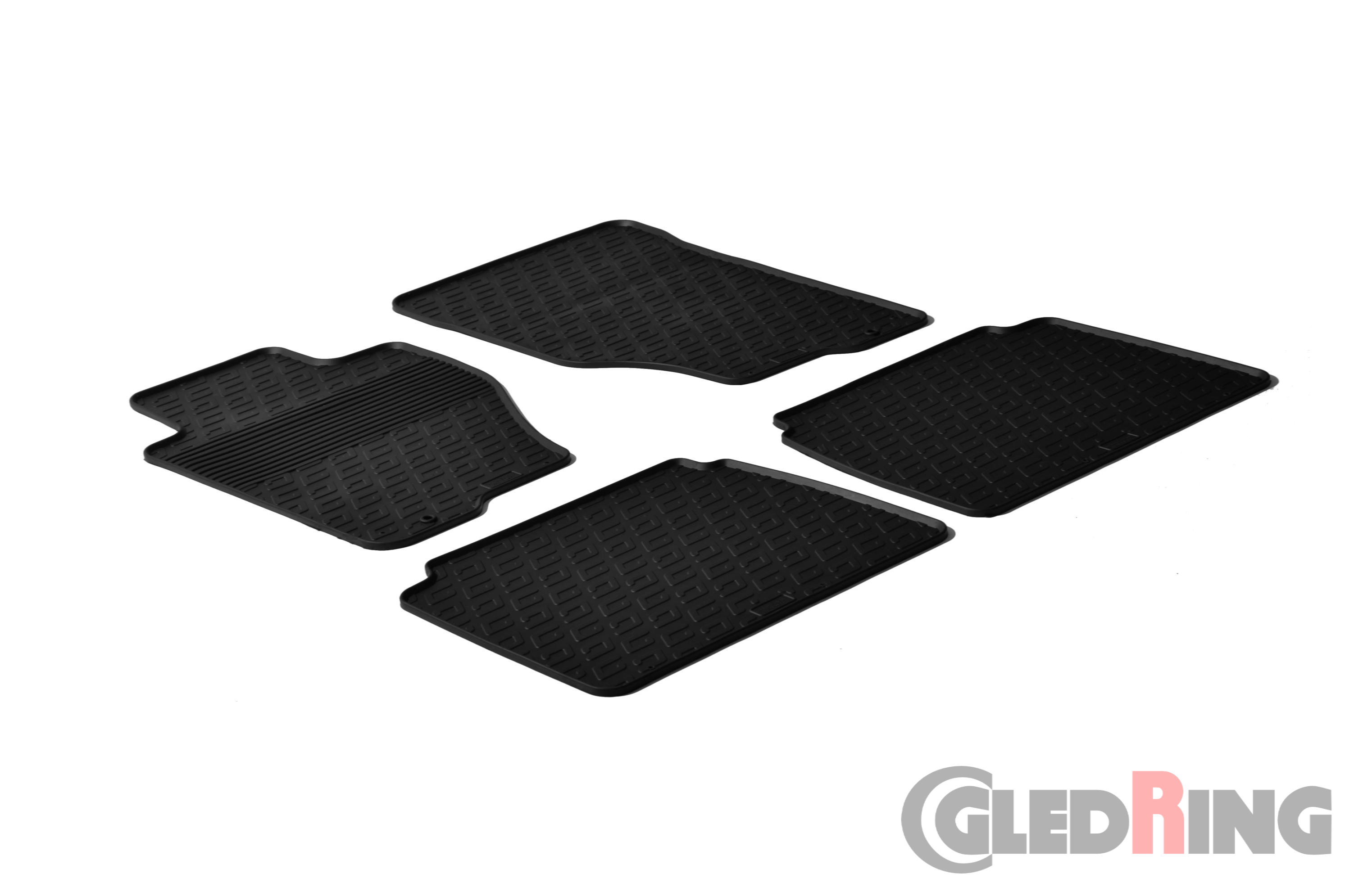 Gledring Gummifußmatten-Set Vorne & Hinten – Maßgeschneidert, Mit Hohem Rand, Schwarz
