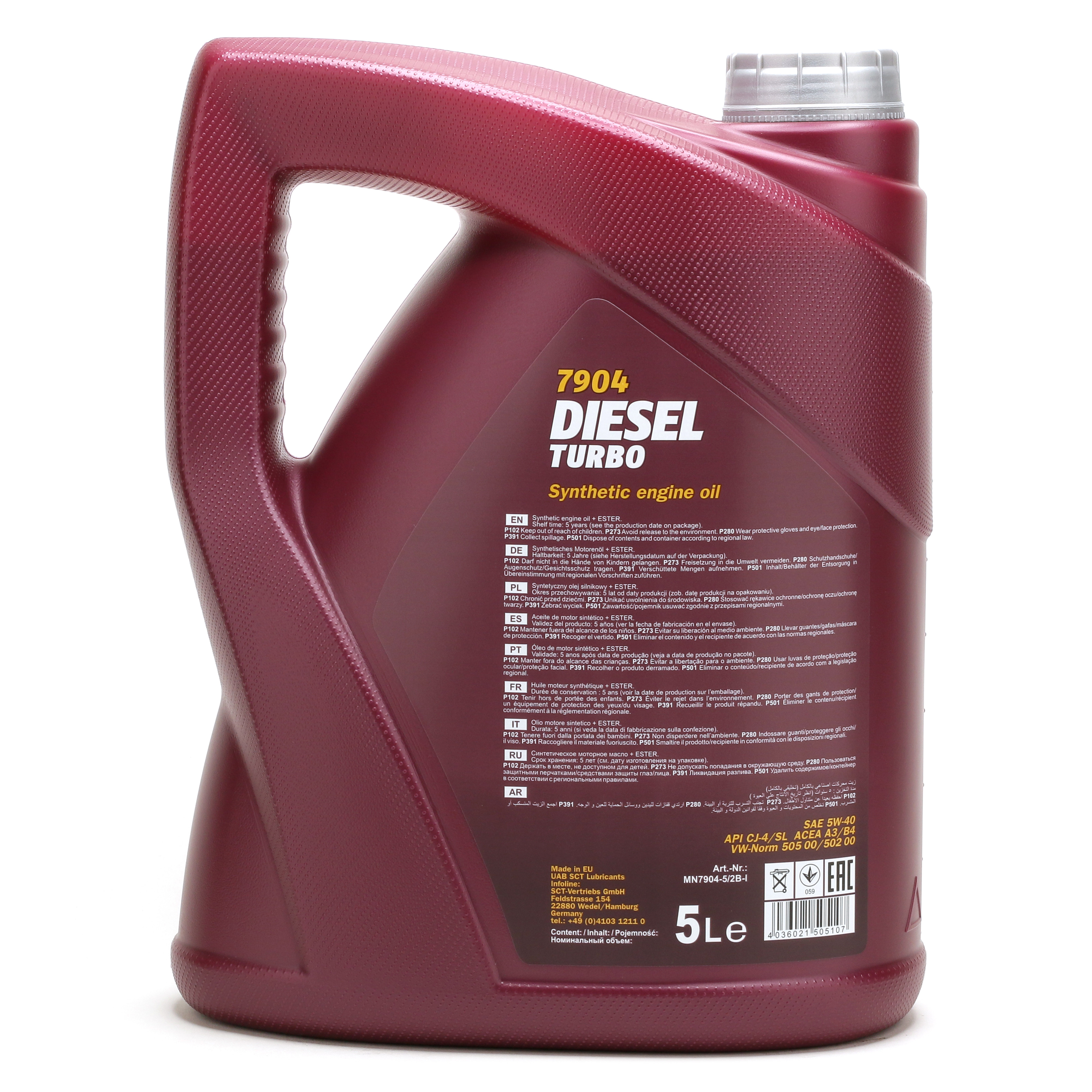 Mannol 7904 Diesel Turbo 5W-40 synthetisches Motoröl 5l Kanister - SAE ...
