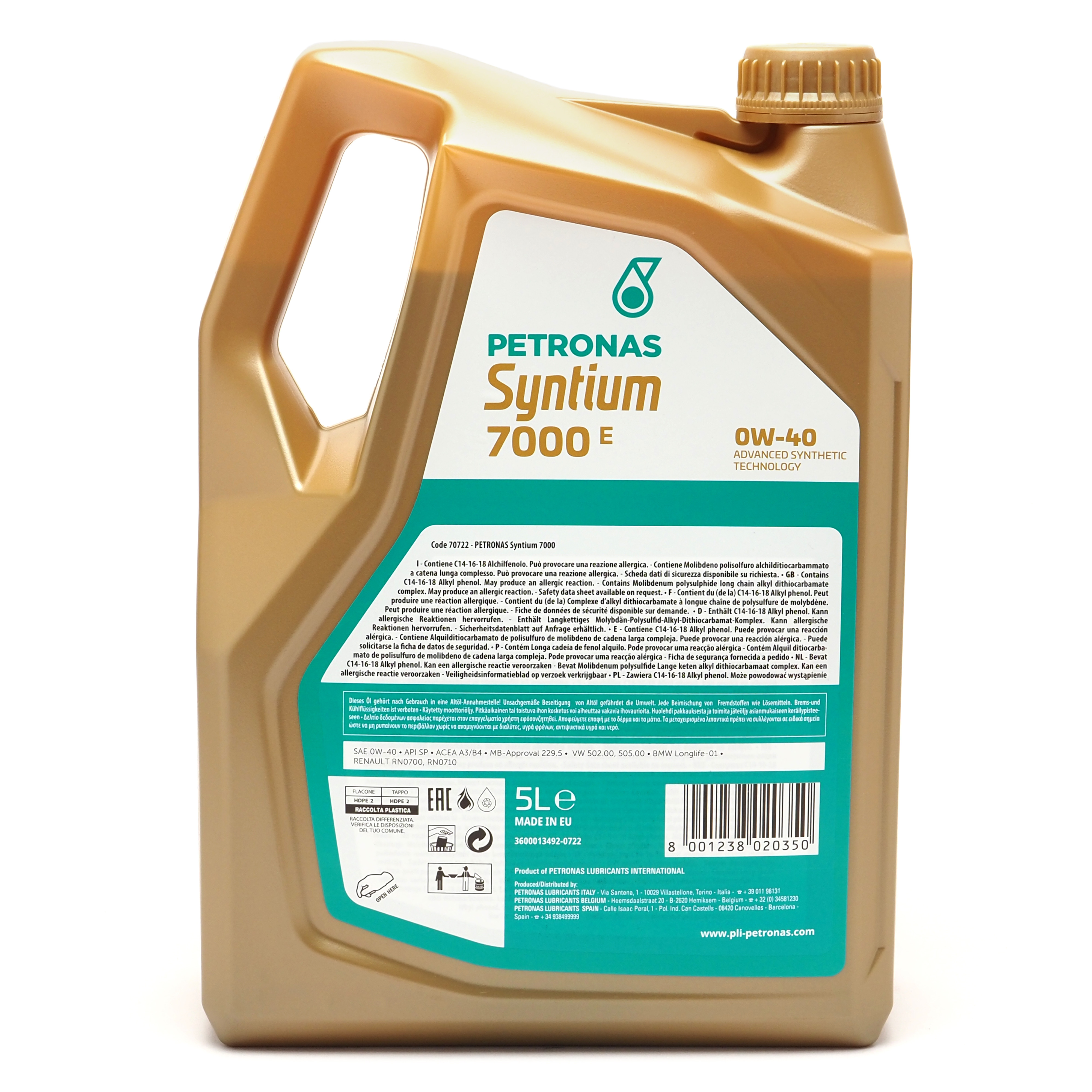 Petronas Syntium 7000 E 0W-40 Motoröl 5l - SAE 0W-40 - PKW Motoröle ...