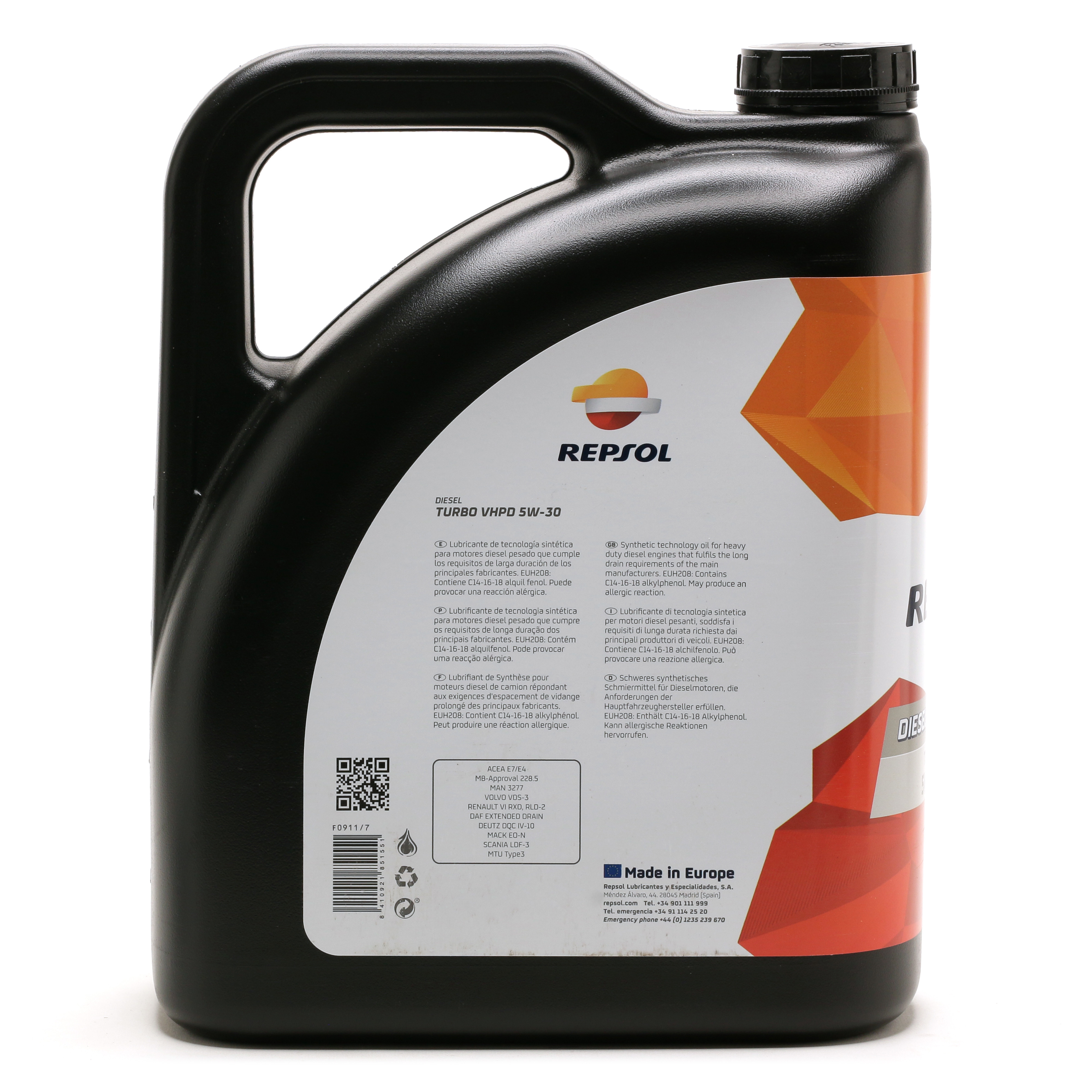 Repsol LKW/ NKW Motoröl DIESEL TURBO VHPD 5W30 5 Liter - SAE 5W-30 ...