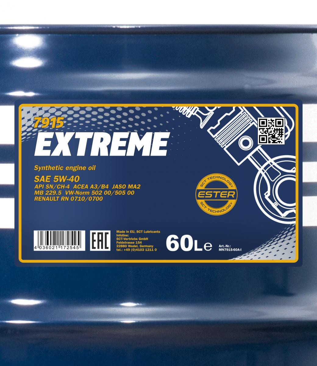 MANNOL Extreme 5W-40 Motoröl 60l Fass - SAE 5W-40 - PKW Motoröle ...