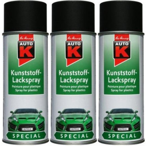 Auto-K Special Kunststoff-Lackspray schwarz, 3x 400 Milliliter