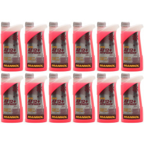 Mannol Kühlerfrostschutz Antifreeze AF12+ -40 Fertigmischung 12x 1l = 12 Liter