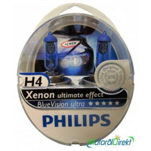 Philips H4 12V 60/55W P43t BlueVision Ultra 2st.+ 2xW5W