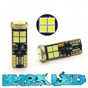 Glassockel W5W 12x 3030 SMD Weiß T10 Canbus