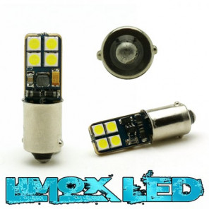 Metalsockel H6W Bax9s 8x 3030 SMD Weiß Canbus