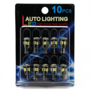 10 Stück Glassockel W5W 10x 5630 SMD Weiß T10 Canbus Weiß
