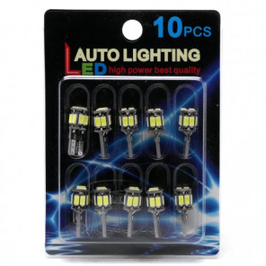 10 Stück Glassockel W5W 10x 5630 SMD Weiß T10 Canbus Weiß