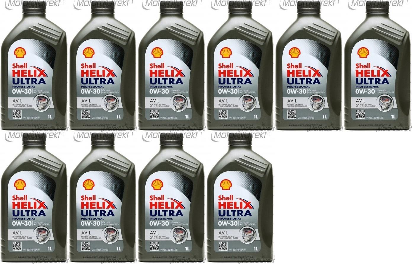 Shell Helix Ultra Professional AV-L 0W-30 PKW-Motoröl 10x 1l = 10 Liter ...