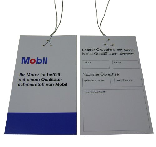 Mobil Ölwechselanhänger Etikett Ölzettel Serviceanhänger für
