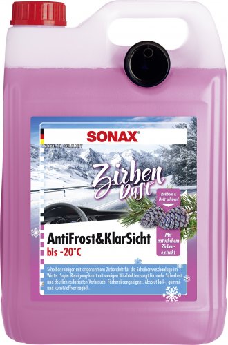 Sonax 01315000 AntiFrost & KlarSicht Zirbe bis -20°C 5Liter - Winter  Scheibenreiniger mit Frostschutz - Scheibenreiniger - Pflege & Wartung 